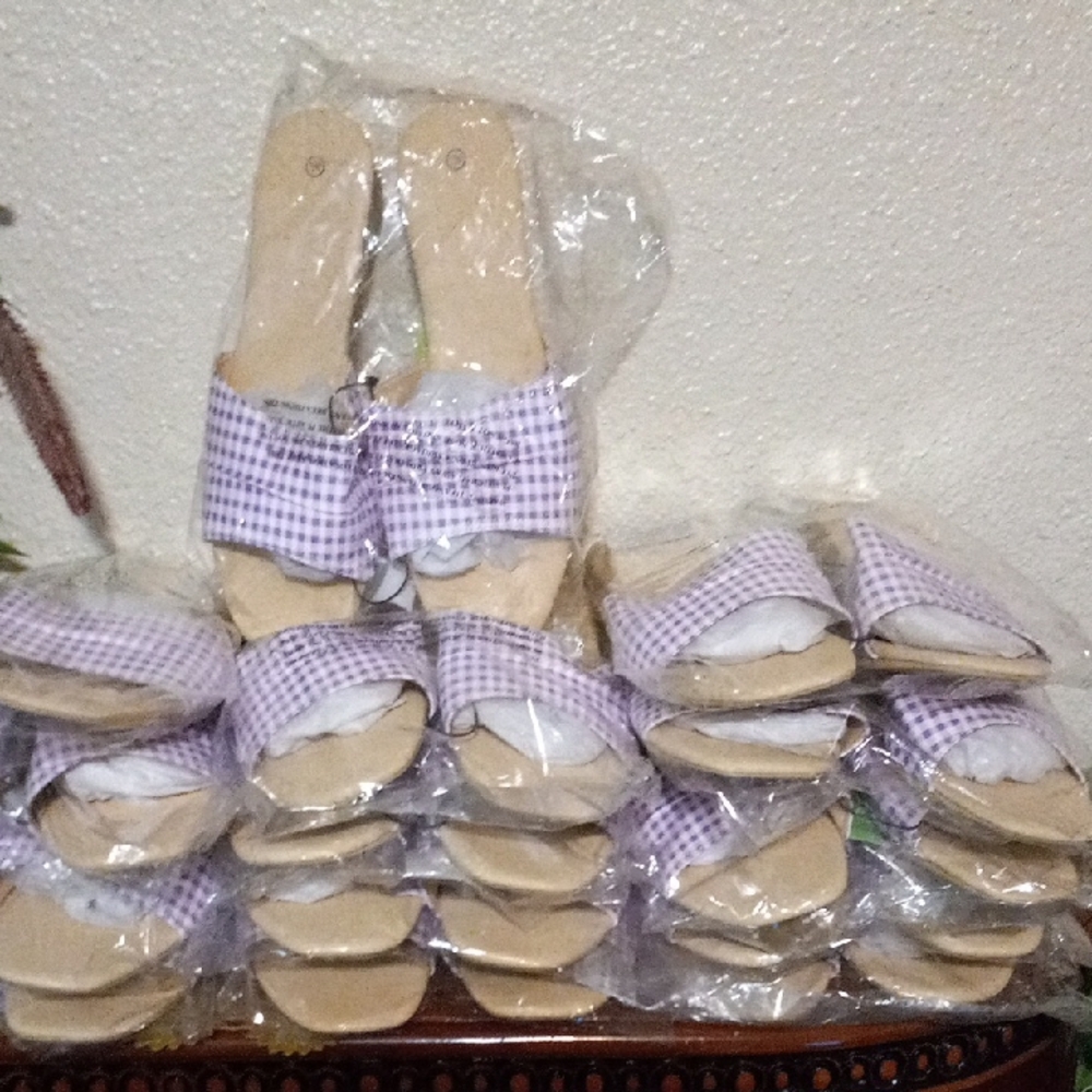 10W Purple Gingham Slide Slippers